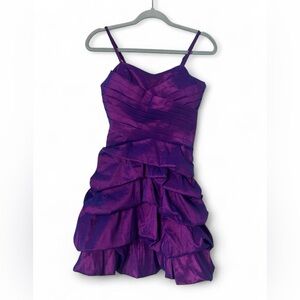 Katia Purple Ruched Ruffle Cocktail Dress – Size Large